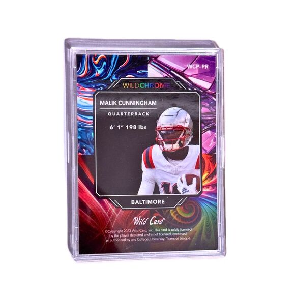 2023 MALIK CUNNINGHAM /5 Rookie RC Wild Card Wild Chrome Patriots Ravens WCP-PR - Picture 2 of 2